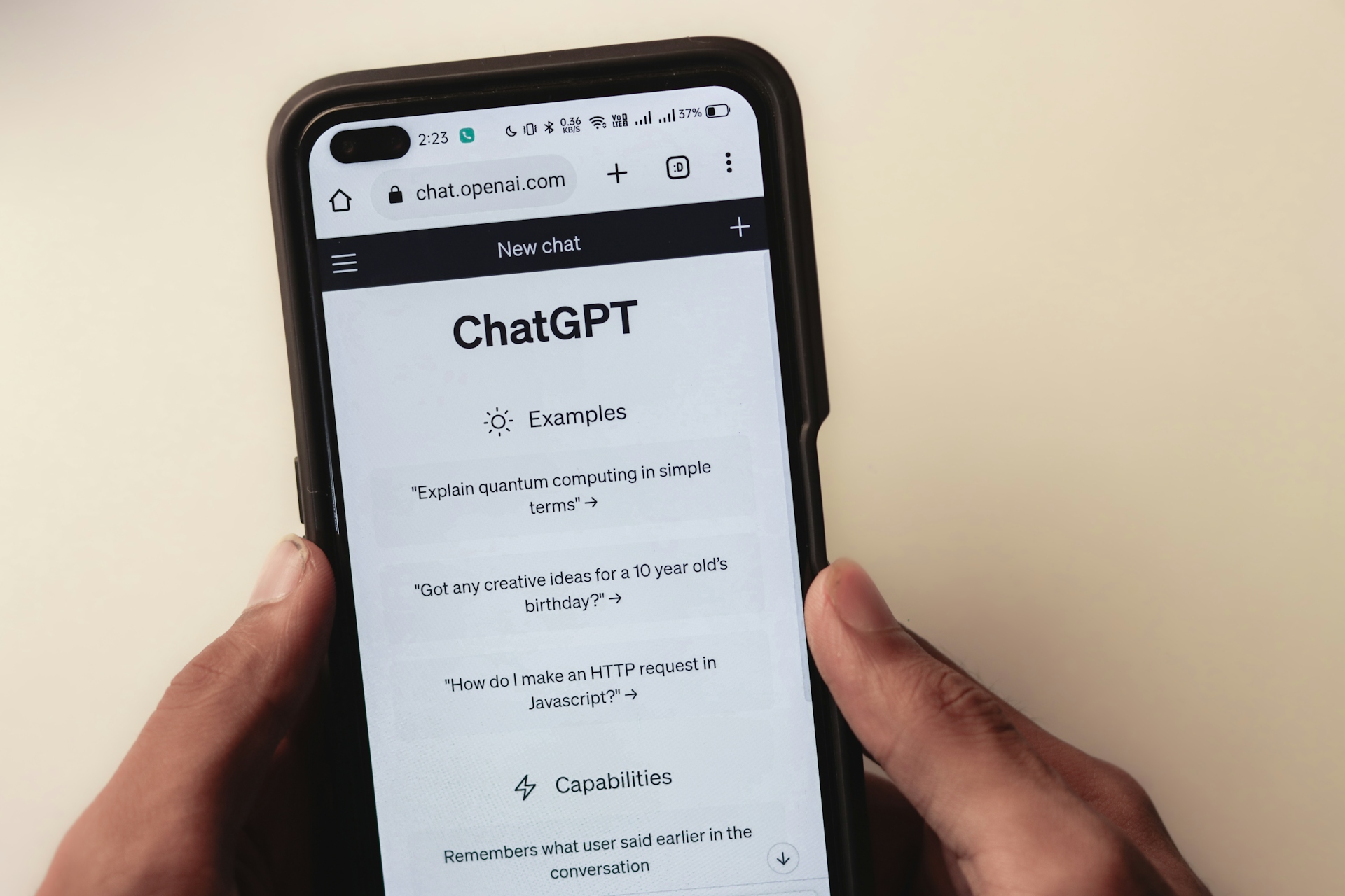 AI chatbot on a smartphone screen