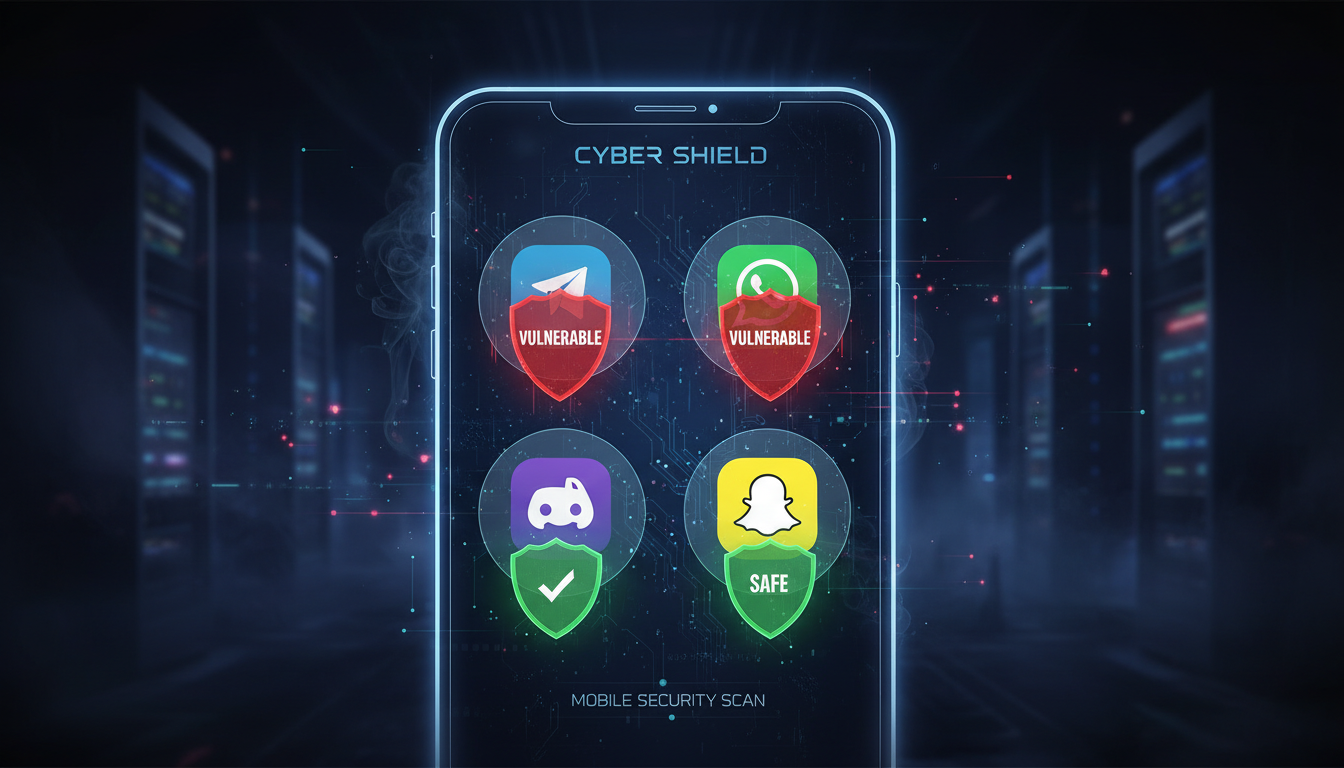 Messaging apps with vulnerability indicators showing which platforms leaked IP addresses