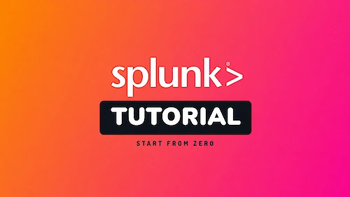 Splunk wordmark above Tutorial and Start from zero on an orange and pink background.